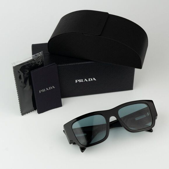 NEW Prada PR10ZSF 16K40K Black Petrol Green Square Unisex Sunglasses - Picture 11 of 11